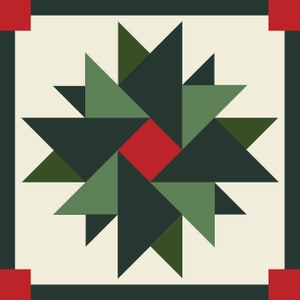 Red and Green Star Barn Quilt Print on Metal Indoor Outdoor Wall Decor Signage UV Resistant Durable Free Shipping