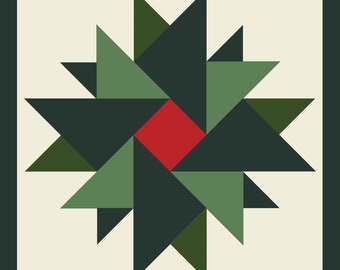 Red and Green Star Barn Quilt Print on Metal Indoor Outdoor Wall Decor Signage UV Resistant Durable Free Shipping