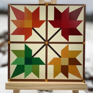 Maple Leaf Barn Quilt Print on Metal Indoor Outdoor Wall Decor Signage Autumn Fall Leaves Maple Syrup Sugaring Sign