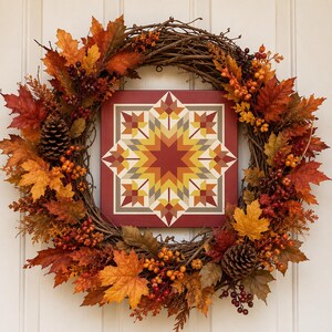 Autumn Delight 8-Point Star Maple Leaf | Metal Barn Quilt | Outdoor Barn Quilt Sign | UV Resistant Wall Art | Amish Inspired Folk Art image 6