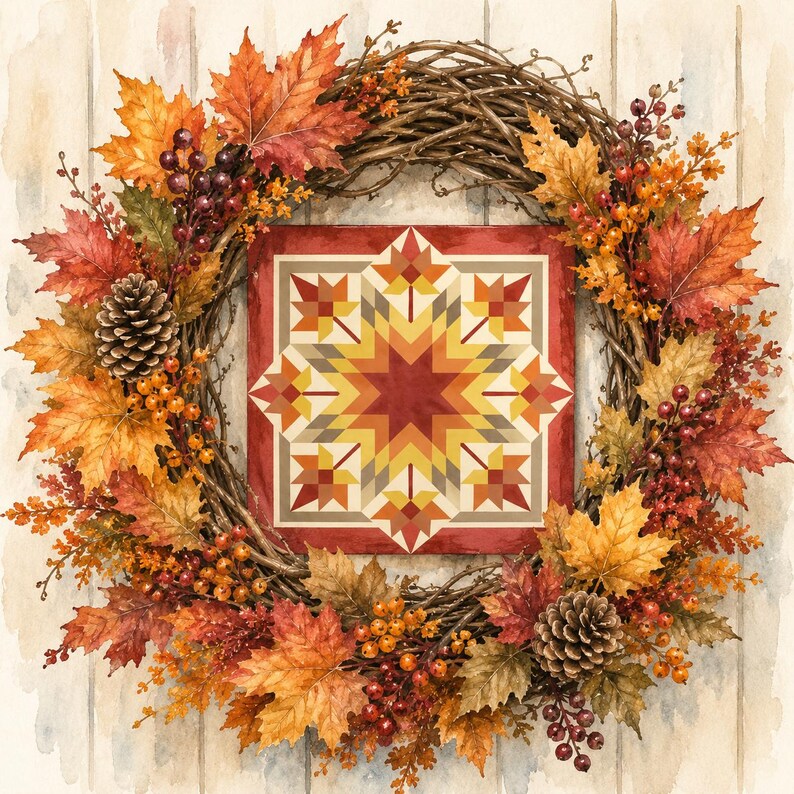 Autumn Delight 8-Point Star Maple Leaf | Metal Barn Quilt | Outdoor Barn Quilt Sign | UV Resistant Wall Art | Amish Inspired Folk Art image 7
