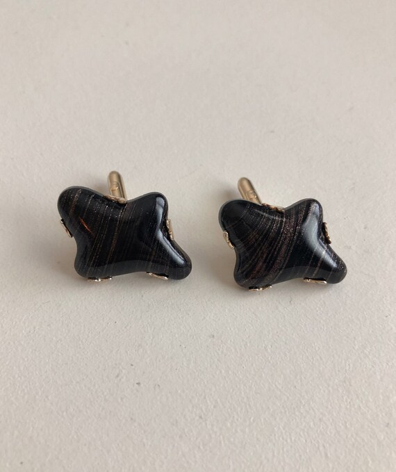 Vintage 50s SWANK Black and Gold Cuff links