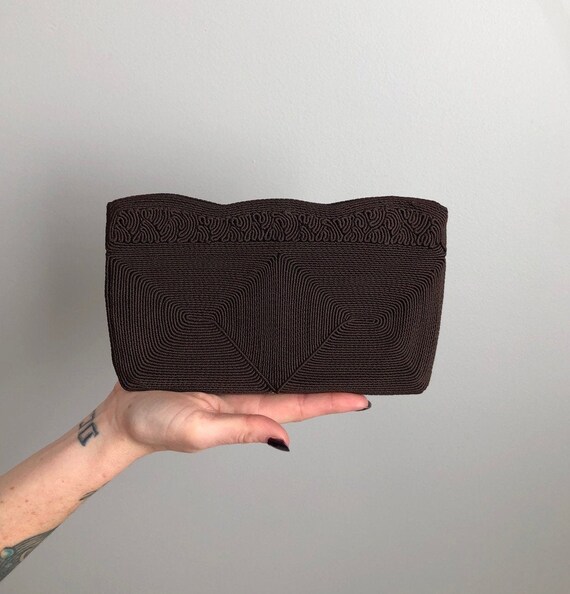 Vintage 40s Brown Corde Clutch