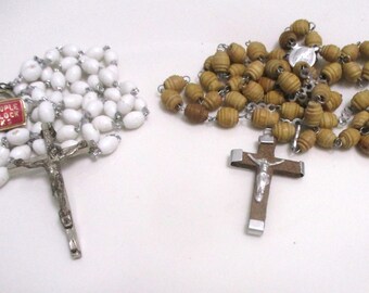 Religious items, vintage, set of 2, rosaries. One glass bead, one seed. G020