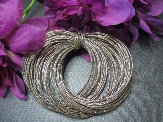 48 vintage textured silver toned bangle bracelets… - image 2