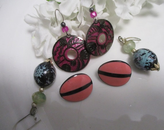 Raspberry Fields: 3 pair MOD, pink-toned vintage … - image 3