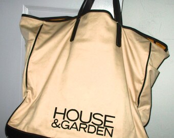 COACH House & Garden PR XL Hampton Travel Tote, Khaki Canvas-Black Leather, Vintage Tote. Pre-owned