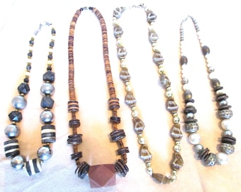 Set of 4 Chunky Beaded Chokers, Vintage Estate Jewelry, Upcycled Necklaces. G116-A