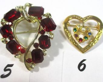 Heart Jewelry- Vtine Day, Bday, Mothers day, surprises: Pins, pendants, earrings, necklace. Romantic. Friends.  12 Picks. Estate Sale  #068