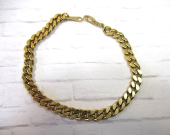 Vintage Golden Curb Chain Link Bracelet, giftable #2791