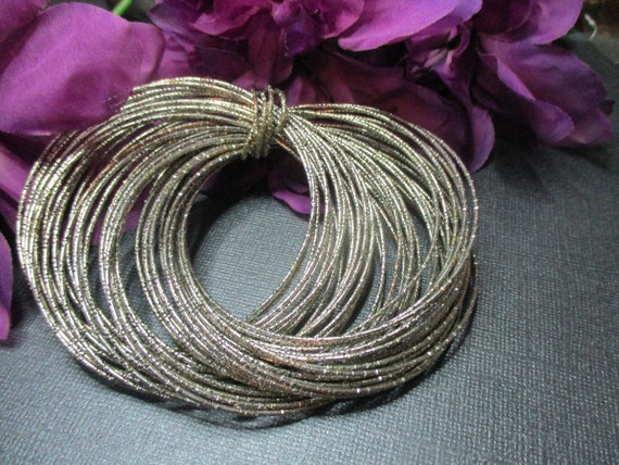 48 vintage textured silver toned bangle bracelets… - image 1