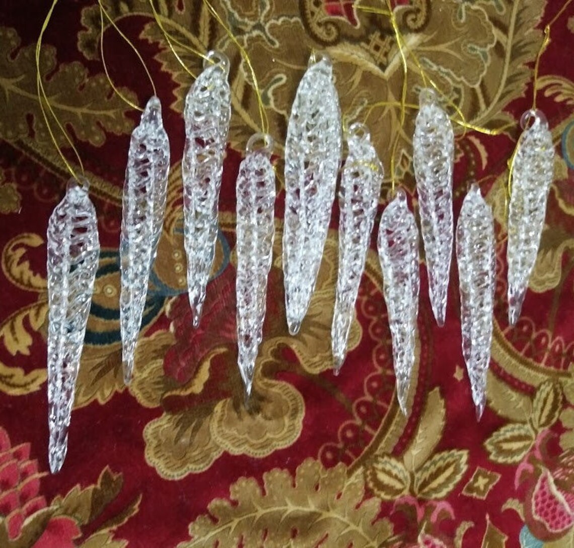 Vintage Glass Icicles Set of 10 handblown decorations Etsy