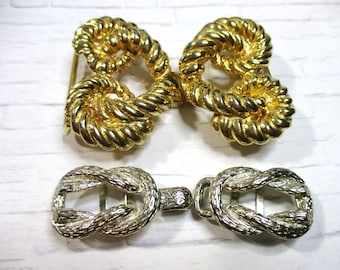 2 Belt Buckle Slides / Hooks. 1 each Goldtone and silvertone. Very solid. Like new condition. Sewing notions.  Vtg Estate sale finds #2184