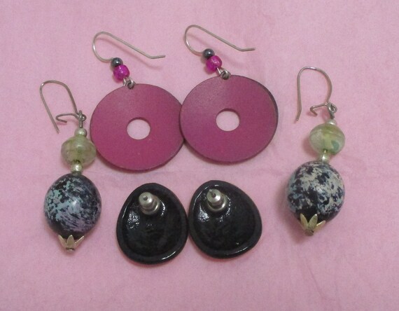 Raspberry Fields: 3 pair MOD, pink-toned vintage … - image 6