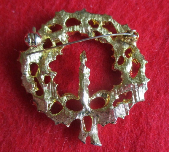 Vintage Holly Wreath & drop earrings 2 pc Set: En… - image 5