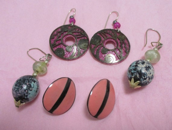 Raspberry Fields: 3 pair MOD, pink-toned vintage … - image 2