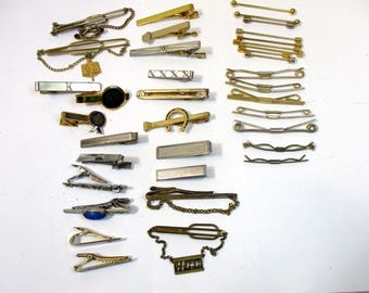Vintage Tie Bars, Collar Clips, Collar Bars, collection. 37 pieces #G109