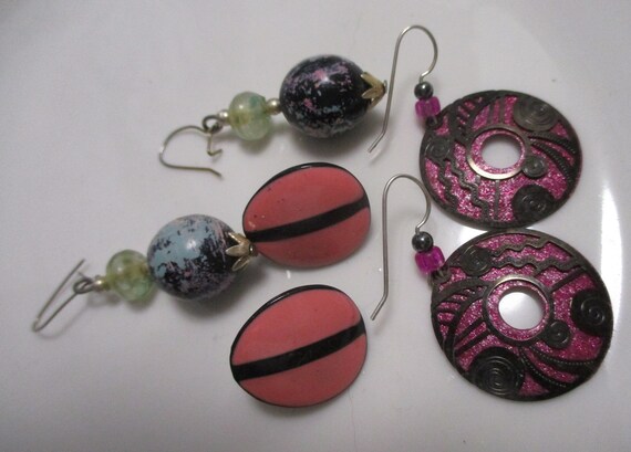 Raspberry Fields: 3 pair MOD, pink-toned vintage … - image 5