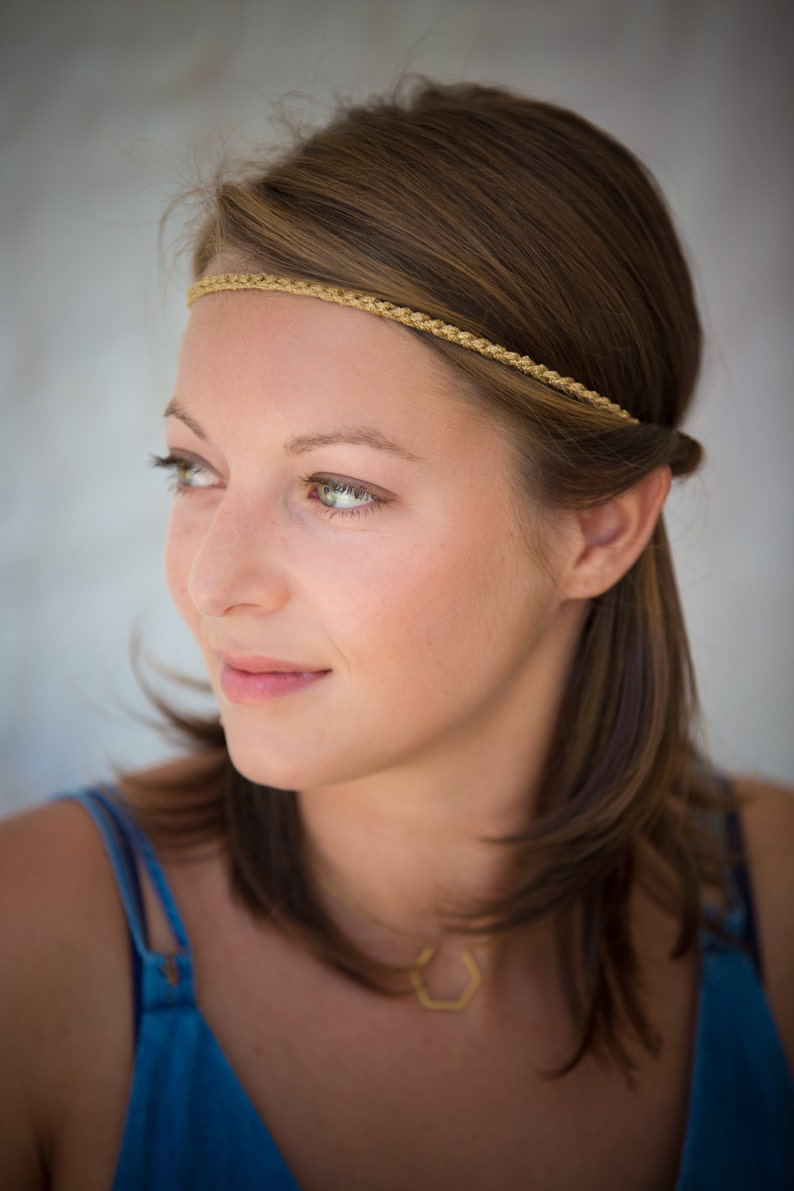 Headband crocheted Golden links handmade. image 2