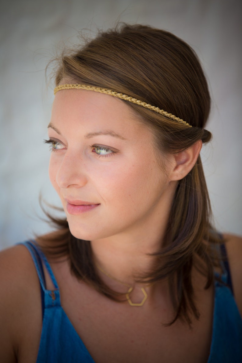 Headband crocheted Golden links handmade. image 3