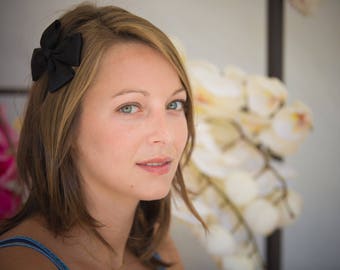 Black Satin bow headband