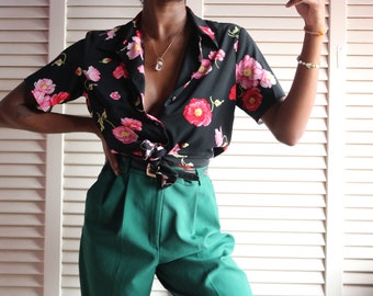 black floral shirt outfit