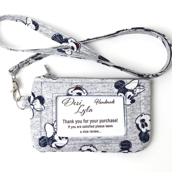 Lanyard and/or ID Pouch | Mickey Fabric | ID Wallet, Lanyard, or ID Holder