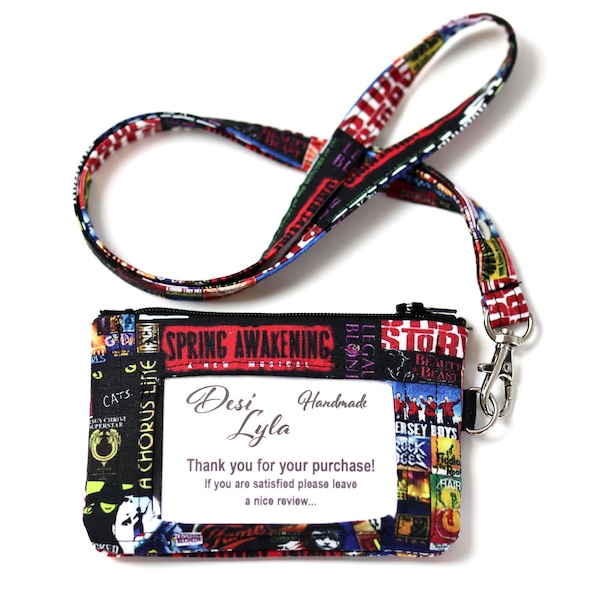 Lanyard and/or ID Pouch | Broadway Fabric | ID Wallet, Lanyard, or ID Holder