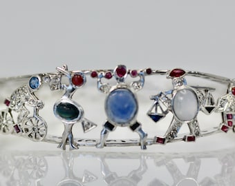 Art Deco Platinum Charms on Bracelet