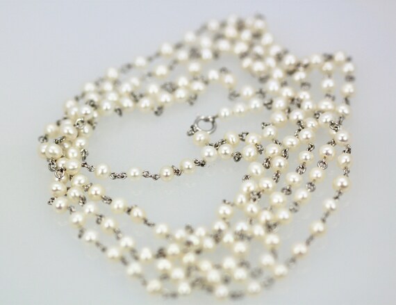 Platinum Seed Pearl Necklace | Etsy