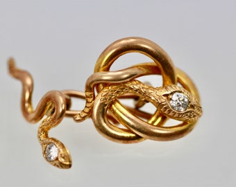 Snake Serpent Cufflinks highly detailed etched 14K Yellow Gold