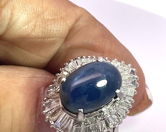 Burma Star Sapphire with Diamond Surround 11 carats no heat