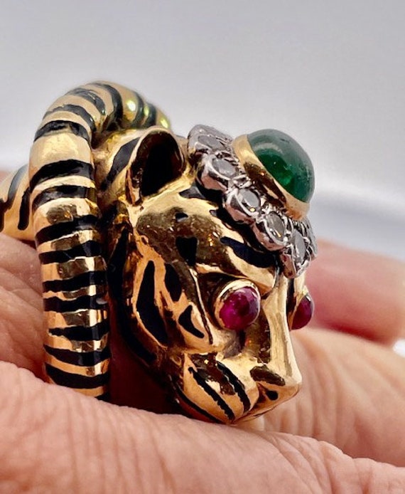 David Webb Tiger ring Ruby eyes, Emerald Head - image 8