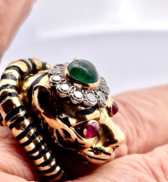 David Webb Tiger ring Ruby eyes, Emerald Head - image 9