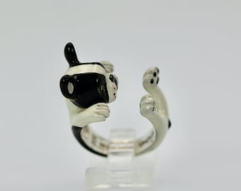Enamel Silver Boston Terrier Dog