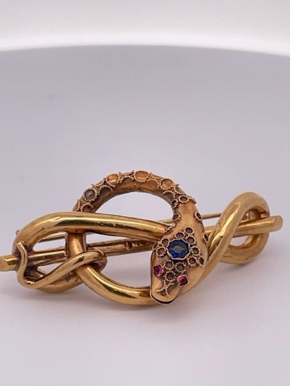 Victorian Snake Brooch 18K Yellow Gold