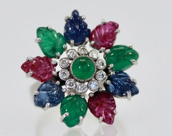 Tutti Frutti Ring, Emeralds, Rubies, Sapphires and Diamonds