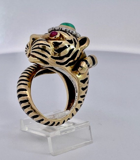 David Webb Tiger ring Ruby eyes, Emerald Head - image 10