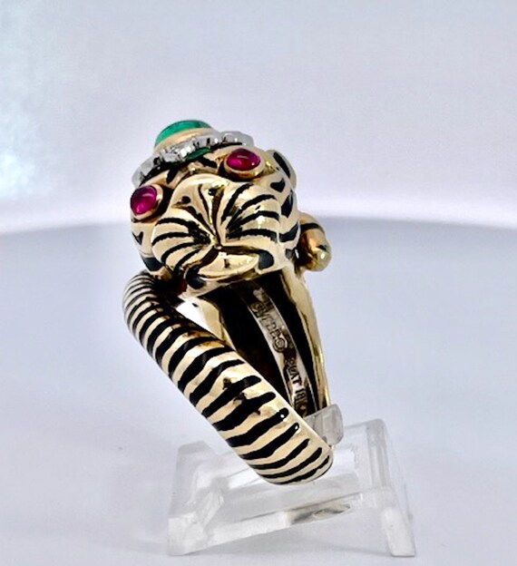 David Webb Tiger ring Ruby eyes, Emerald Head - image 3