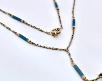 14K Enamel Baton Chain circa 1910