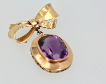 Vintage Amethyst 1940&#39;s Rose Gold convertible Brooch Pendant