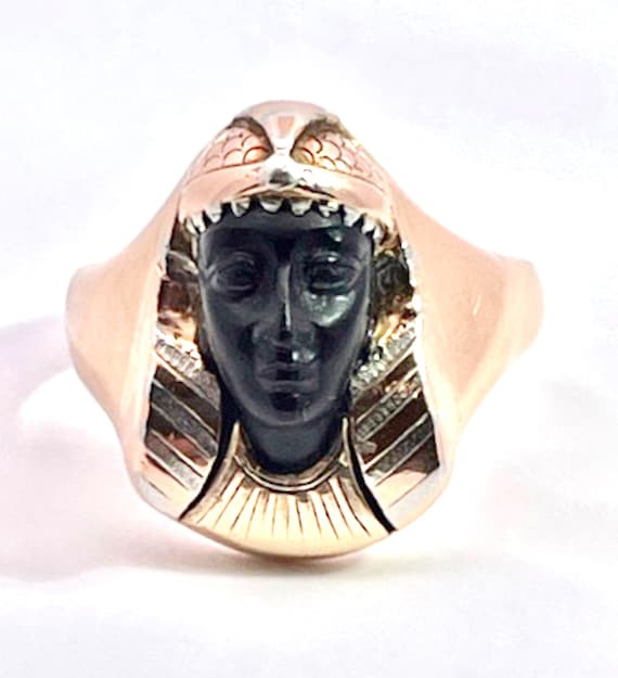 Egyptian Revival Black Onyx Pharaoh Ring