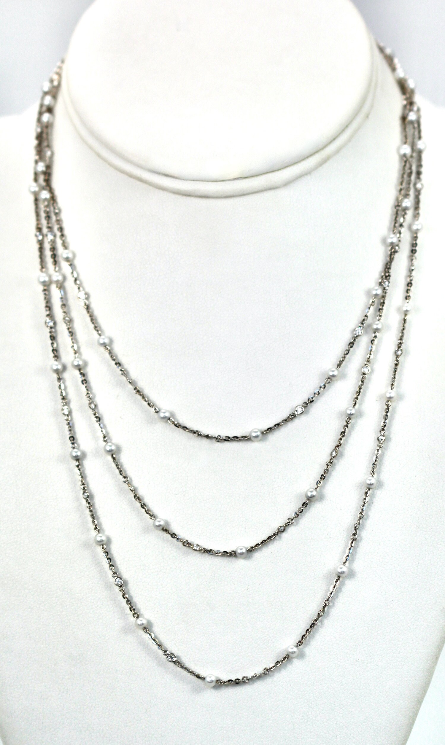 シードパール ダイヤモンド プラチナ 52インチ ネックレス - Etsy 日本