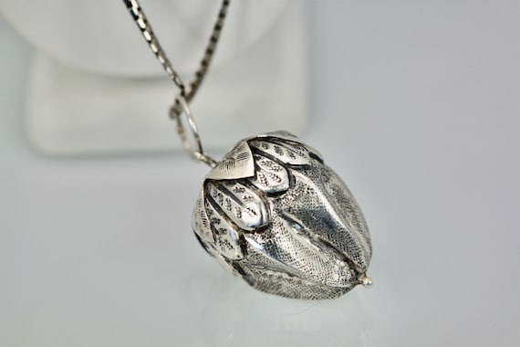 Sterling Silver Strawberry Pendant on Sterling Chain