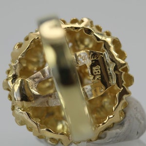 Cartier 6.5 18k yellow gold flower ring with polished ball on top and matching band image 5
