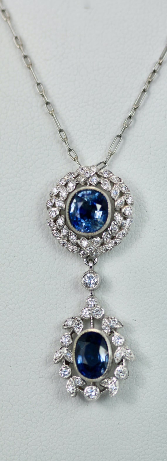 1980s Vintage Faux Sapphire Necklace Pendant