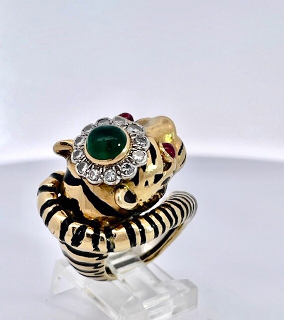 David Webb Tiger ring Ruby eyes, Emerald Head - image 6