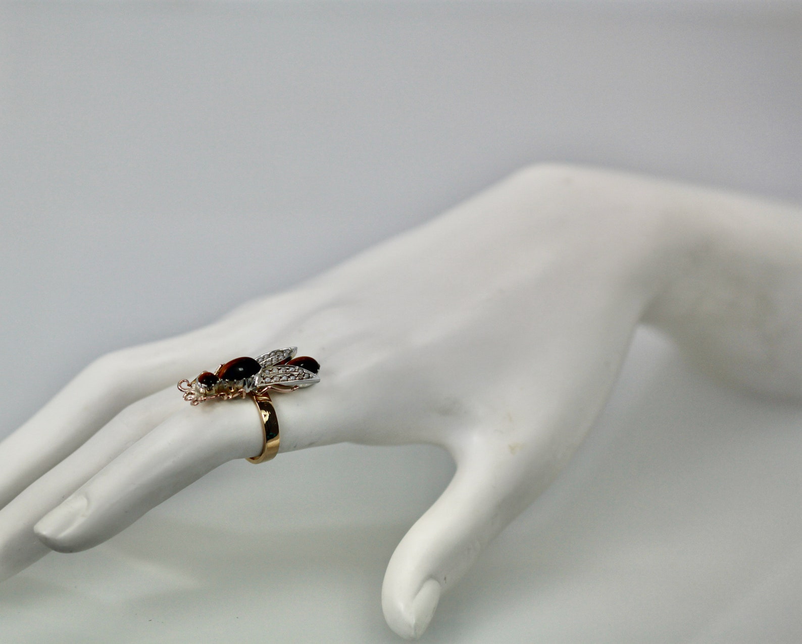 Tigers Eye Seed Pearl Insect Ring - Etsy