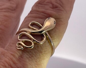 Simple Yellow Gold Snake Ring 14K