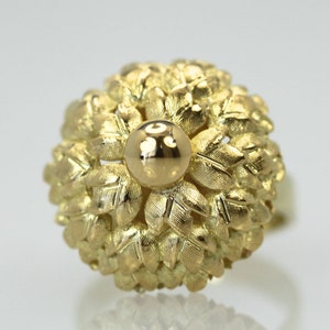 Cartier 6.5 18k yellow gold flower ring with polished ball on top and matching band image 1